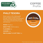Philz Coffee Tesora K-Cup Pods, 20 count, Medium Roast Coffee, Keurig Compatible