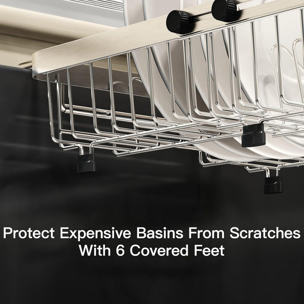 Stainless Steel Expandable Dish Drying Rack for Small Kitchen Counters