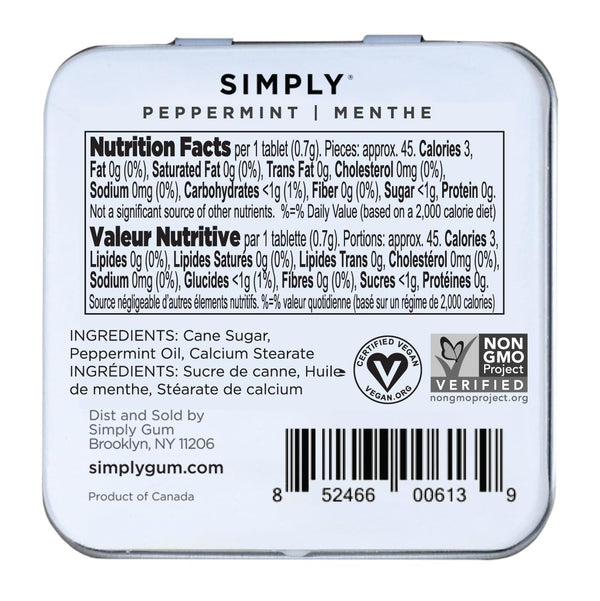 Simply Mints Natural Peppermint Breath Mints, 6 pack with 180 pieces, made with real peppermint oil and no artificial ingredients
