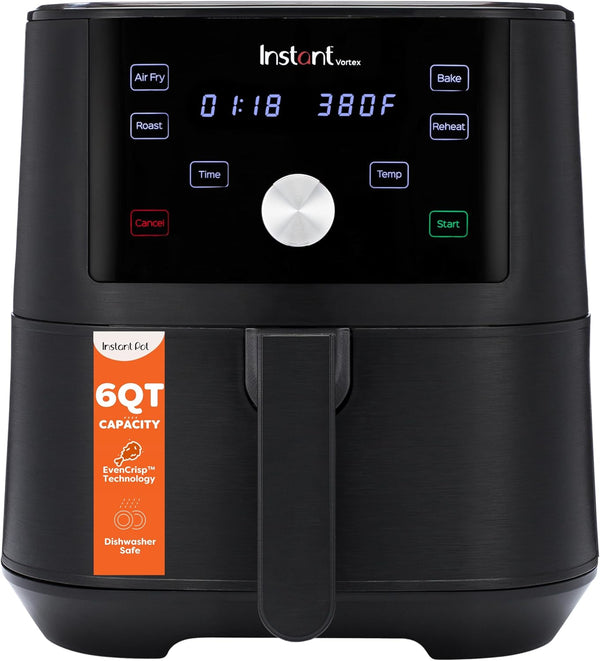 Instant Pot Vortex Plus 6QT ClearCook Air Fryer, Clear Windows, Custom Program Options, 6-in-1 Functions, Crisps, Broils, Roasts, Dehydrates, Bakes, Reheats, from the Makers of Instant Pot, Black