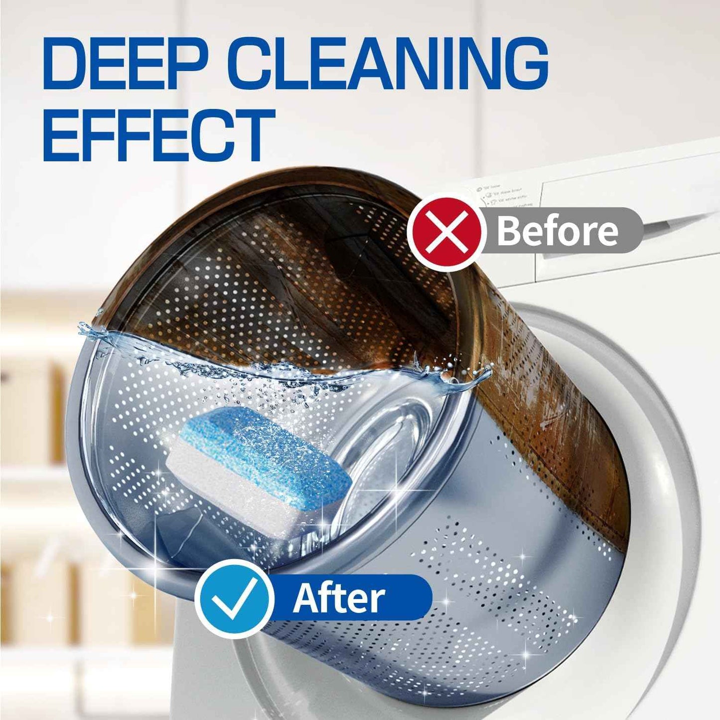 CLEARALIF Washing Machine Cleaner 12 Pack,1 Year Supply, Clean Inside Drum and Laundry Tub Seal, Washing Machine Cleaner Tablets For HE Front Loader & Top Load Washer