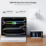 3 Pack USB C Wall Charger with Dual Ports for iPhone and iPad
