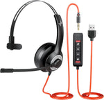 usb headset with noise cancelling microphone for pc laptop headphones black