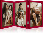 decorUhome Triple 4x6 Picture Frame Vertical, Engineered Wood Trifold Photo Frame with Plexiglass for Tabletop Display, 4x6, Black