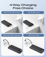 Orfeika 20000mAh Power Bank Fast Charging, Portable Charger with 4 Built-in Cables & 6 Outputs, 20W PD USB C Battery Pack Compatible with iPhone 16/15, Galaxy, Android, iPad & More (Travel Essential)