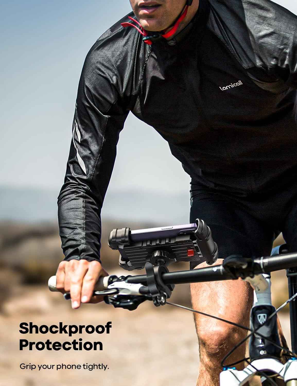 Lamicall Bike Phone Holder, Motorcycle Mount - Motorcycle Phone Holder, Handlebar Cell Phone Clamp, Scooter Phone Clip for iPhone Air 17 Pro Max, 16 15 Pro Max Plus, S20, More 4.7 to 6.8" Smartphones