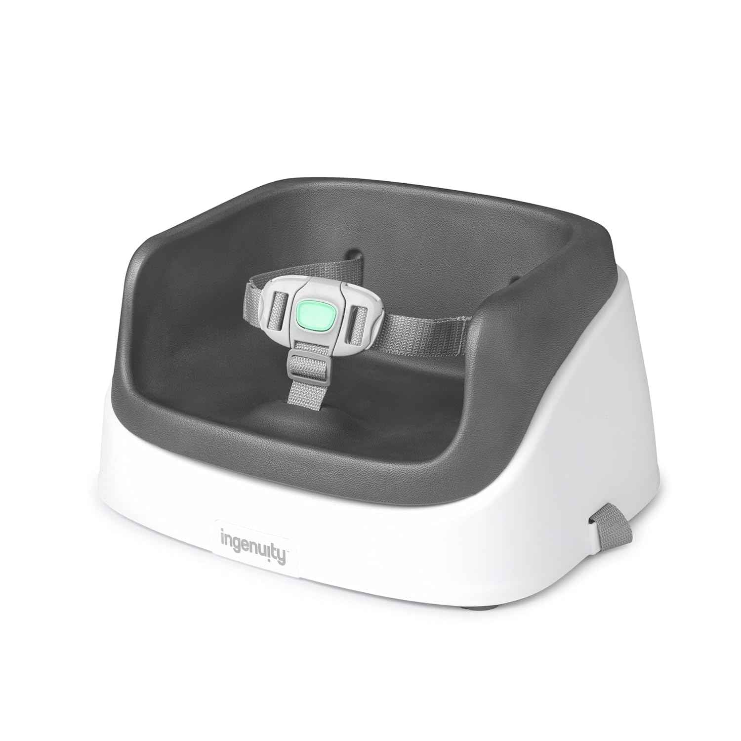 Ingenuity SmartClean Toddler Booster Seat for Kitchen Chair – Lightweight for on-the-go, Easy-Clean, 3-Point Harness Strap – Booster Seat for Dining Table, Slate