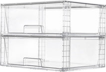 Vtopmart 2 Pack Large Stackable Storage Drawers for Bathroom Closet and Kitchen Pantry