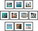 upsimples 5x7 Picture Frame Set of 10, Display Pictures 4x6 with Mat or 5x7 Without, Multi Photo Frames Collage for Wall or Tabletop Display, Black