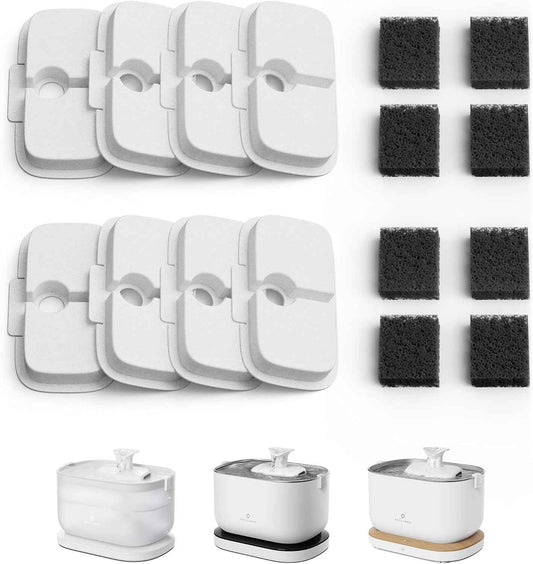 PETLIBRO Replacement Filters for Dockstream Cat Water Fountain PLWF106/PLWF116/PLWF115/PLWF105/PLWF005, 4 Months Set of Replacement Filters for Ultra Quiet Cat Fountain, 8 Count for Pet Water Fountain