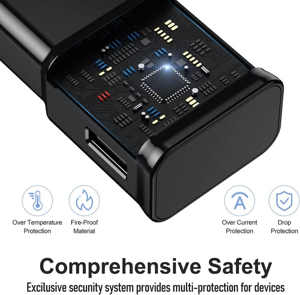 Samsung Galaxy S10/S9/S8 2Pack Adaptive Android Phone Charger with USB Type C Fast Charging Cable