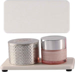 2 Pcs Water Absorbing Stone Trays, Kitchen/Bathroom Sink Soap Dish, Diatomite Tray Used for Hand Soap & Cosmetic Bottles in The Modern Home, 3.15" W x 8.7" L, White