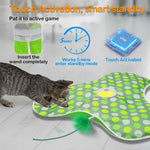 Interactive Concealed Feathers Cat Toy, Rechargeable, Touch Activated, Real Mouse Squeaky, Indoor Exercise Toy for Adult Cats