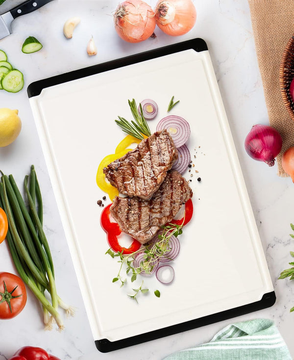 Extra Large Plastic Cutting Board for Kitchen Use, 18 x 12 Inch, Dishwasher Safe