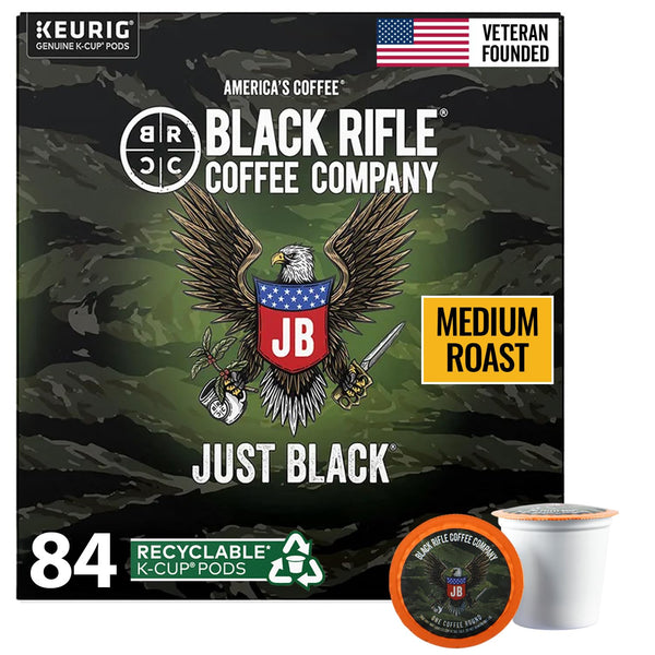Black Rifle Coffee Company Just Black medium roast K Cups, 50 count, compatible with Keurig machines