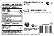 Yupik Organic Black Chia Seeds, 2.2 lb (35.2 oz), Gluten-Free, GMO-Free, Kosher, Vegan, Raw Plant-Based Superfood, Rich in Fiber, Source of Omega-3, Gels Easily, Perfect for Smoothies & Chia Pudding