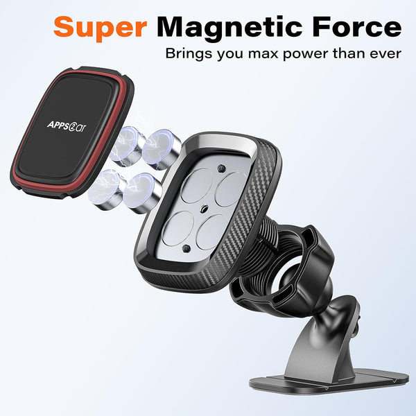 [2 Pack] Magnetic Phone Holder for Car, APPS2Car Dashboard Magnetic Car Phone Holder Mount with Strong VHB Adhesive Mounting, Requires Metal Plate for Use, Compatible with Most Phones(Not for Magsafe)