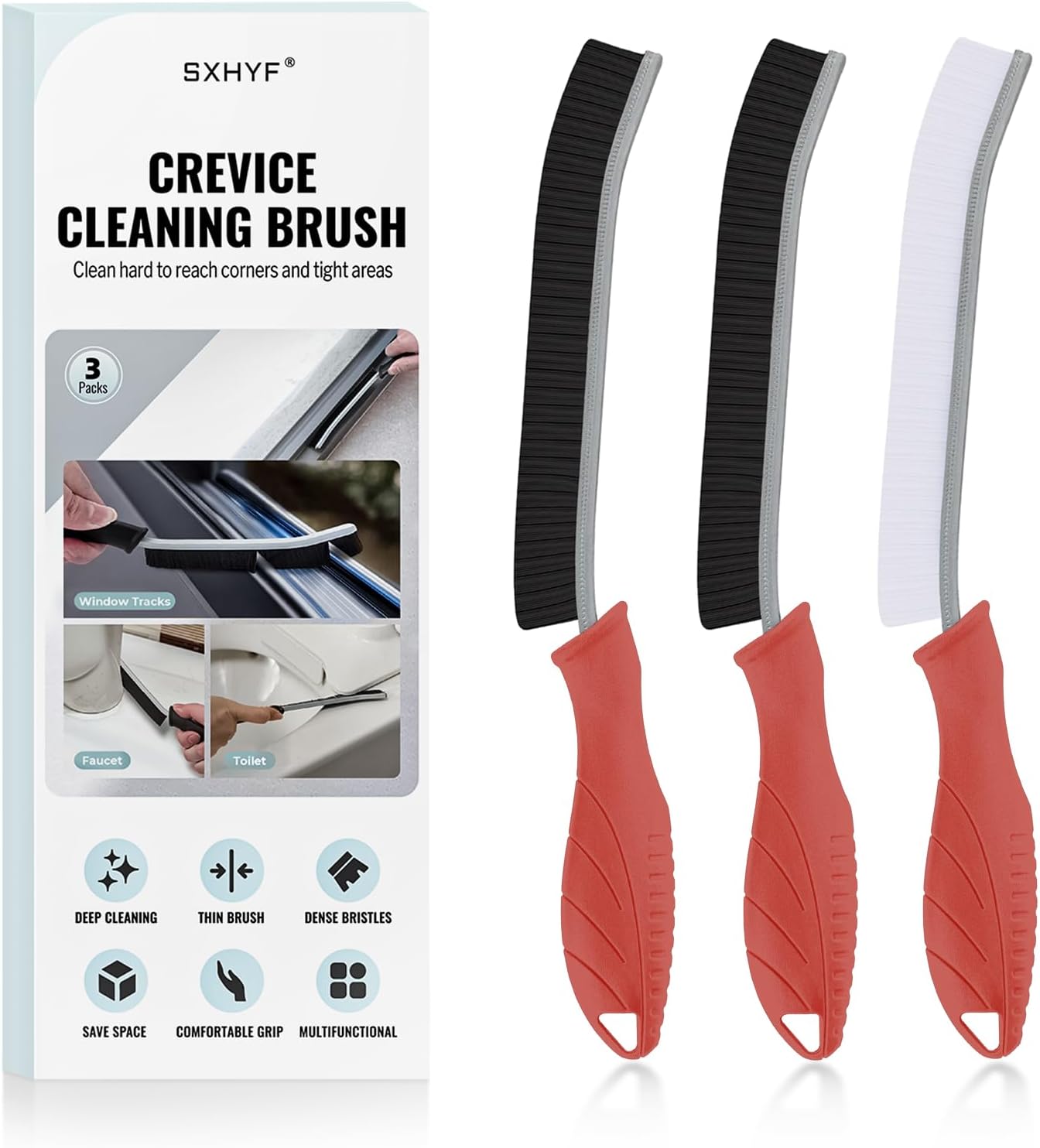 SXhyf Crevice Cleaning Brush – Hard Bristle Grout Scrub Brush for Bathroom, Kitchen & Household Cleaning