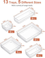 13-Piece Drawer Organizer with Non-Slip Pads for Desk Drawers and Storage