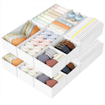 DIMJ Drawer Organizers Clothes, Set of 4 Dresser Organizer Bins, Fabric Closet Organizers and Storage, Shallow Drawer Dividers for Nursery, Clothing, Baby Clothes, Socks, Underwears, Tie (Beige)
