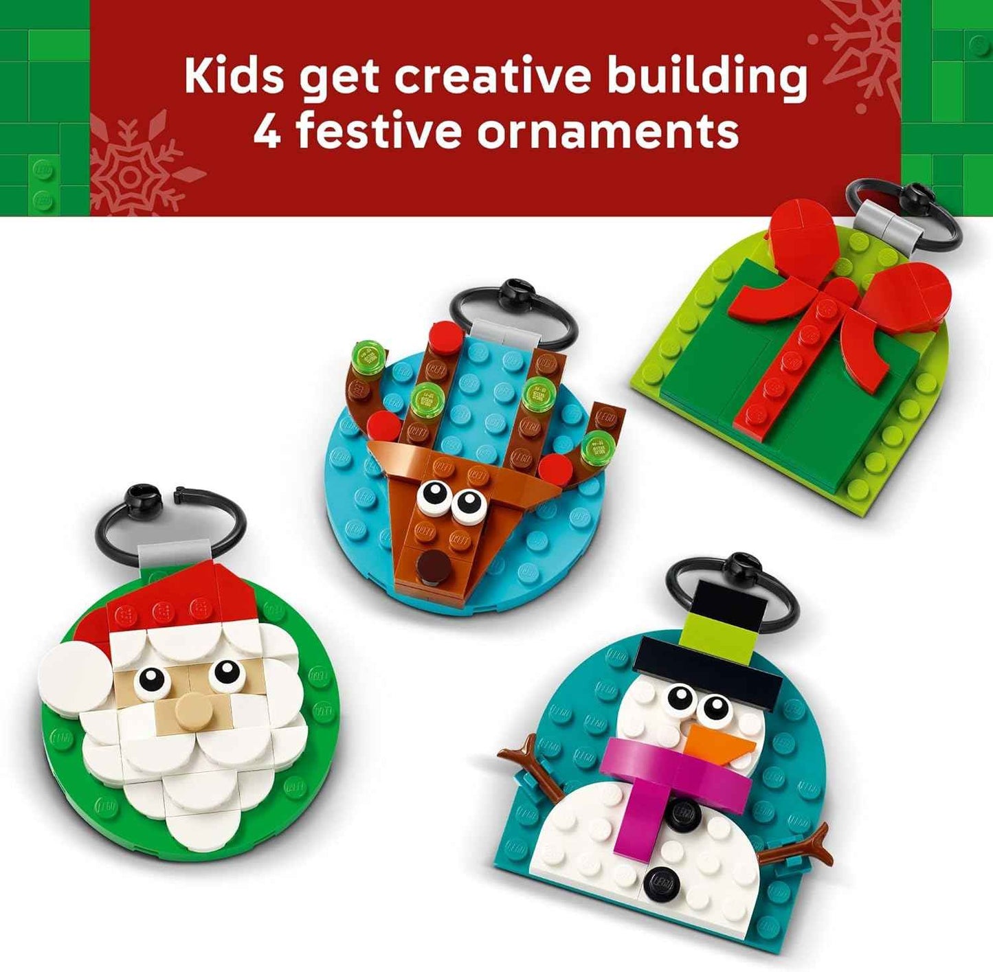LEGO Christmas Ornament Selection Building Toys - Holiday Crafts for Family, Kids, Boys & Girls, Ages 6+ - Hanging Christmas Decorations for Tree - 40744