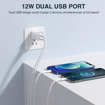Dual Port USB Wall Charger with 3-Pack