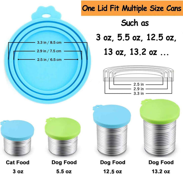 Comtim pet food can cover silicone can lids for dog and cat food, universal size, blue and green