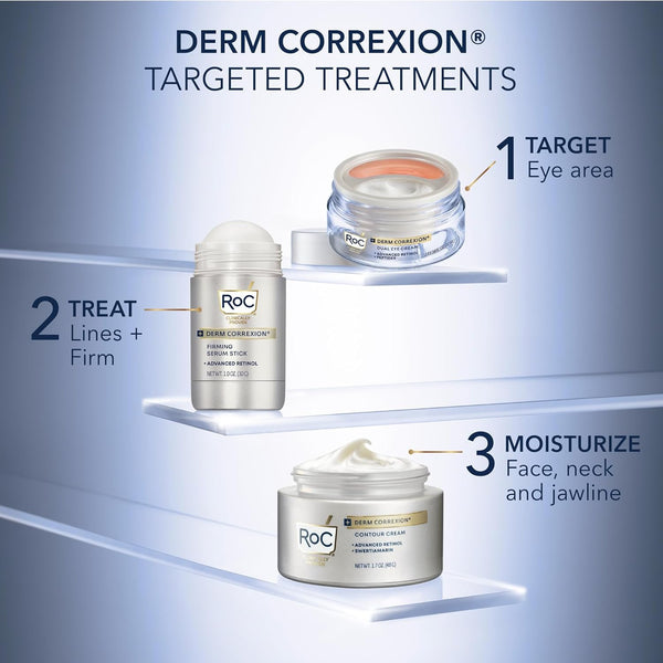 roc derm correction retinol firming serum stick with antioxidants to visibly tighten and firm wrinkles and laugh lines 1.0 oz plus retinol eye cream packette