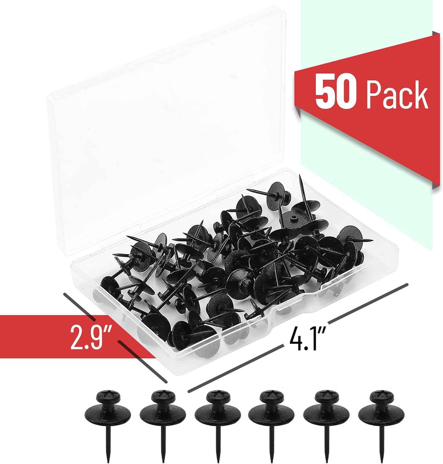 Mr. Pen- Double Headed Picture Hanging Nails, 50 Pack, Black, Push Pins for Wall