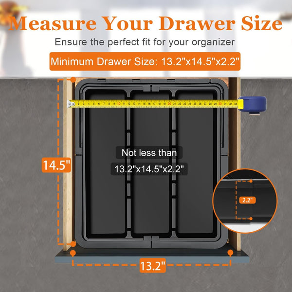 Large Utensil Drawer Organizer Expandable Silverware Organizer for Kitchen Drawer Adjustable Cooking Utensil Holder