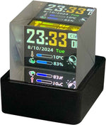 HolaCube WiFi Holographic Crystal 3D Photo Display, Smart Weather Station & Digital Clock with GIF Animations and Electronic Image Album Player for Desktop/Car Décor (Black Base)