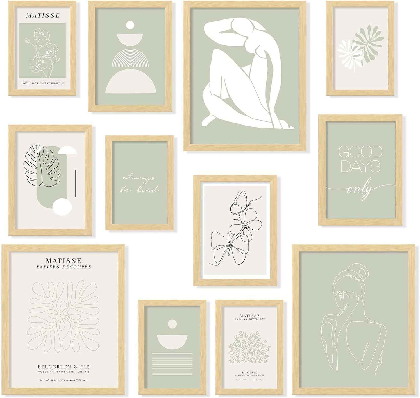 97 Decor Sage Green Room Decor Aesthetic - Sage Green Wall Decor, Sage Matisse Wall Art Prints, Green Posters Wall Collage, Pastel Aesthetic Pictures for Teen Girls Dorm Bedroom (Unframed)