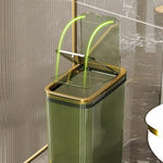 Transparent plastic trash can with 2.6 gallon capacity and press-top lid