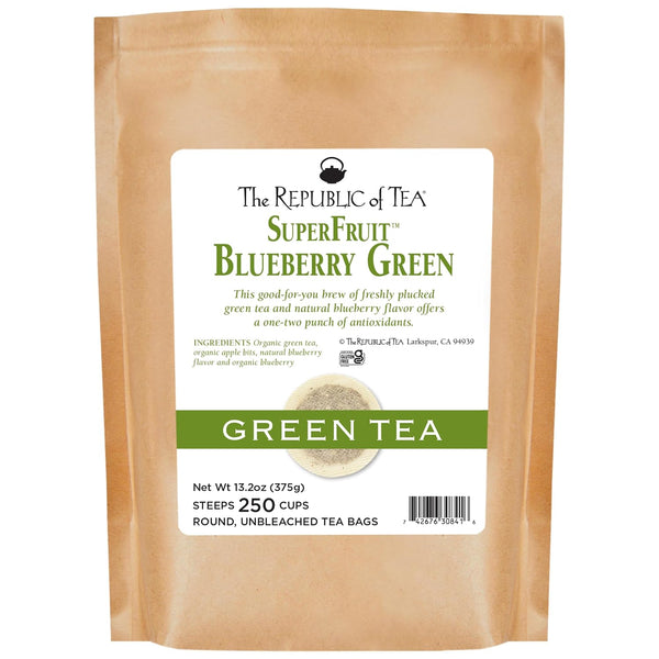 Blueberry Green Superfruit Tea, 50 Tea Bag Tin, Gluten Sugar Free