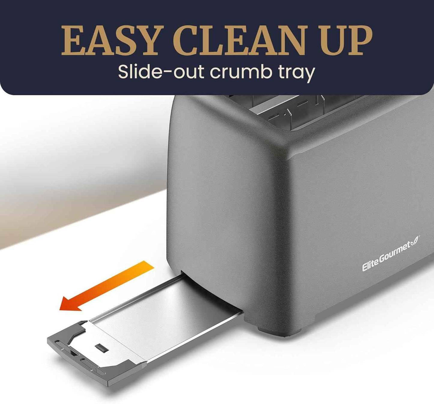 Elite Gourmet ECT1027G Cool-Touch 2 Slice Toaster, 6 Toast Settings & Cancel Function, Extra Wide 1.25” Slots Easily Fits Breads, English Muffins, Bagels & Waffles, Gunmetal Gray