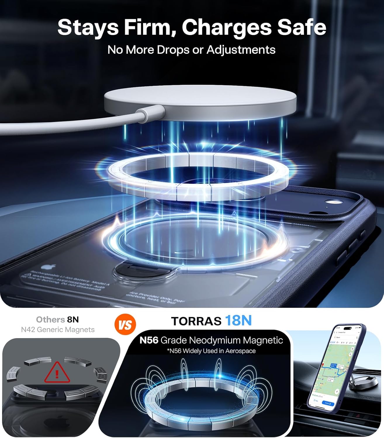 TORRAS Q3 Spin for iPhone 17 Pro Max Case with 360 Magnetic Stand, Camera Control, Fit for MagSafe, 4X Military-Grade Shockproof Case for iPhone 17 Pro Max Phone Case with Kickstand, Deep Blue - Rayz Mart