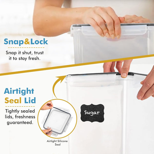 Extra Large Bulk Food Storage Containers with Airtight Lids for Kitchen and Pantry Organization