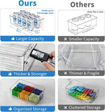6-pack clear plastic pantry organizers and storage with 2 dividers for kitchen fridge organization