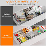 6 pack large clear plastic drawer organizer trays for kitchen utensils and office desk