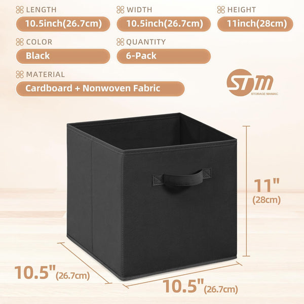Storage Cubes for Organization and Closet Use, 6 Pack Fabric Foldable Collapsible Bins with Handles