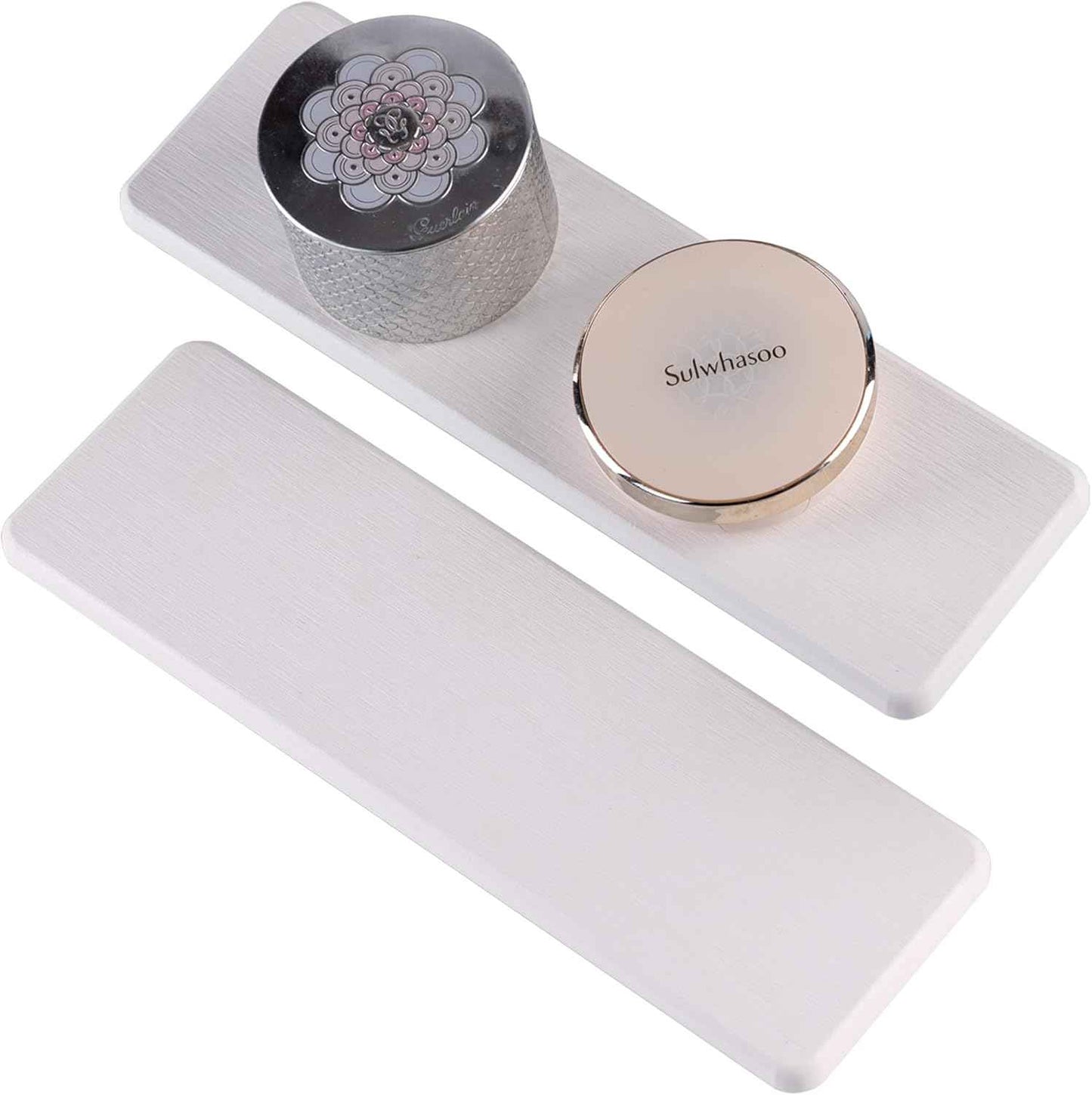 2 Pcs Water Absorbing Stone Trays, Kitchen/Bathroom Sink Soap Dish, Diatomite Tray Used for Hand Soap & Cosmetic Bottles in The Modern Home, 3.15" W x 8.7" L, White