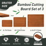 Bamboo Cutting Board Set with Non-Slip Feet and Juice Groove Chopping Boards