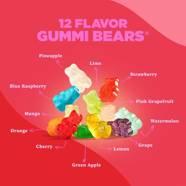 Albanese World's Best 12 Flavor Gummi Bears | 5lbs of Candy | 12 Unique Flavors, Gluten Free, Fat Free, Soft and Chewy Gummy | Cherry, Blue Raspberry, Mango and More | Great Snack for Travel and Kids