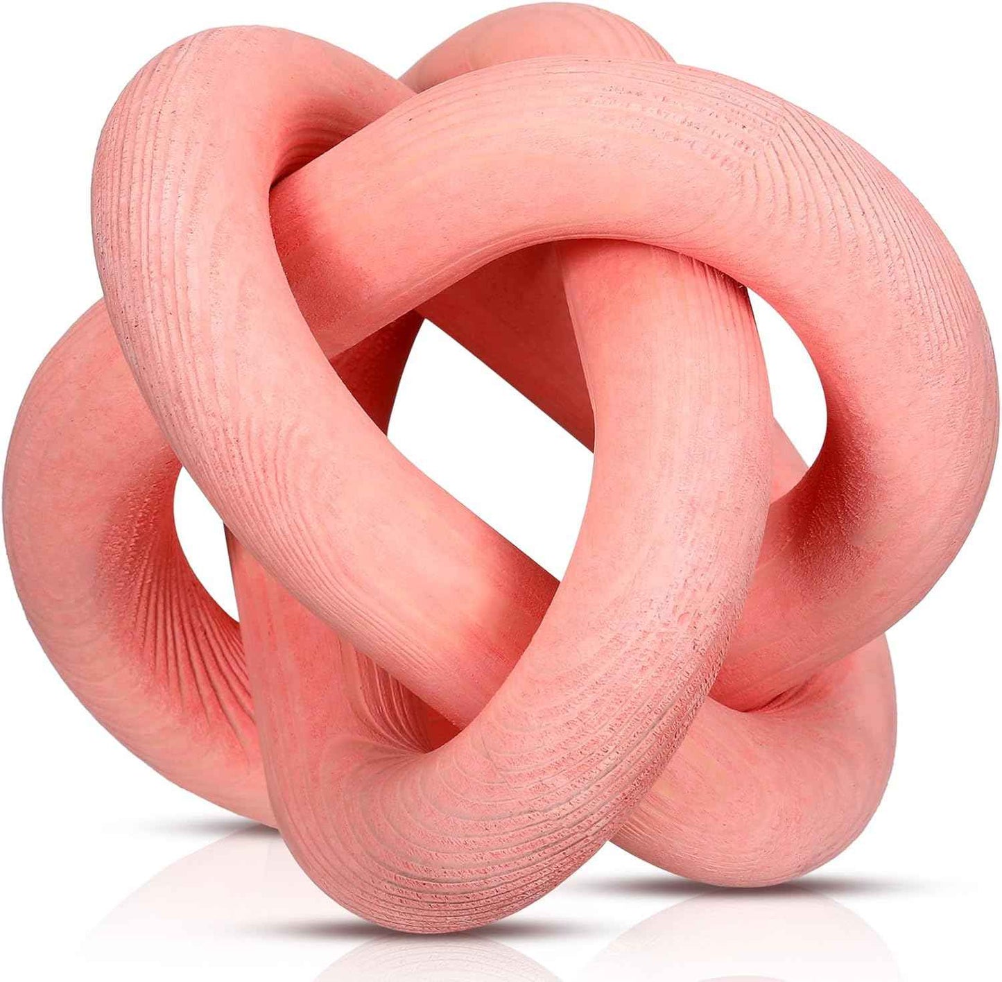 3 Link Wood Knot Decor - Hand Carved Coffee Table Decoration, Boho Chain Link Decor, Modern Shelf, Rustic Objects for Home Living Room Bedroom(White)