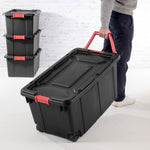 Sterilite 6-Pack Industrial Tote Storage Bins with Lids, 15 Gallon, Black