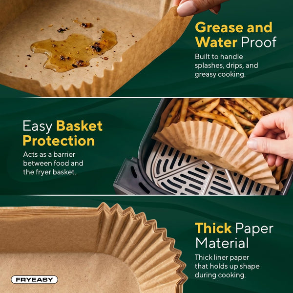 Air Fryer Liners for Ninja DoubleStack SL401 8-10QT: 150pcs Disposable Paper Liners, Compatible with Ninja SL401 and SL201 Double Stack by FryEasy