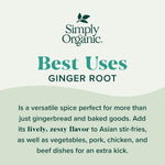 Simply Organic Ground Ginger Root, 1.64 Ounce, Non ETO, Non Irradiated, Non GMO, Versatile Spice for Sweet & Savory Dishes