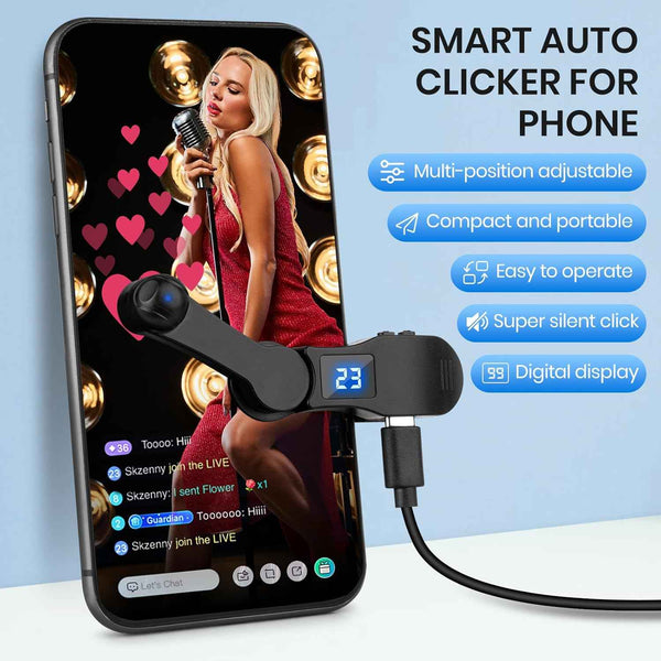 Auto Clicker for iPhone iPad Apps, Fast Click Simulation Finger Continuous Click for Game, Live Broadcasts Likes (Black)