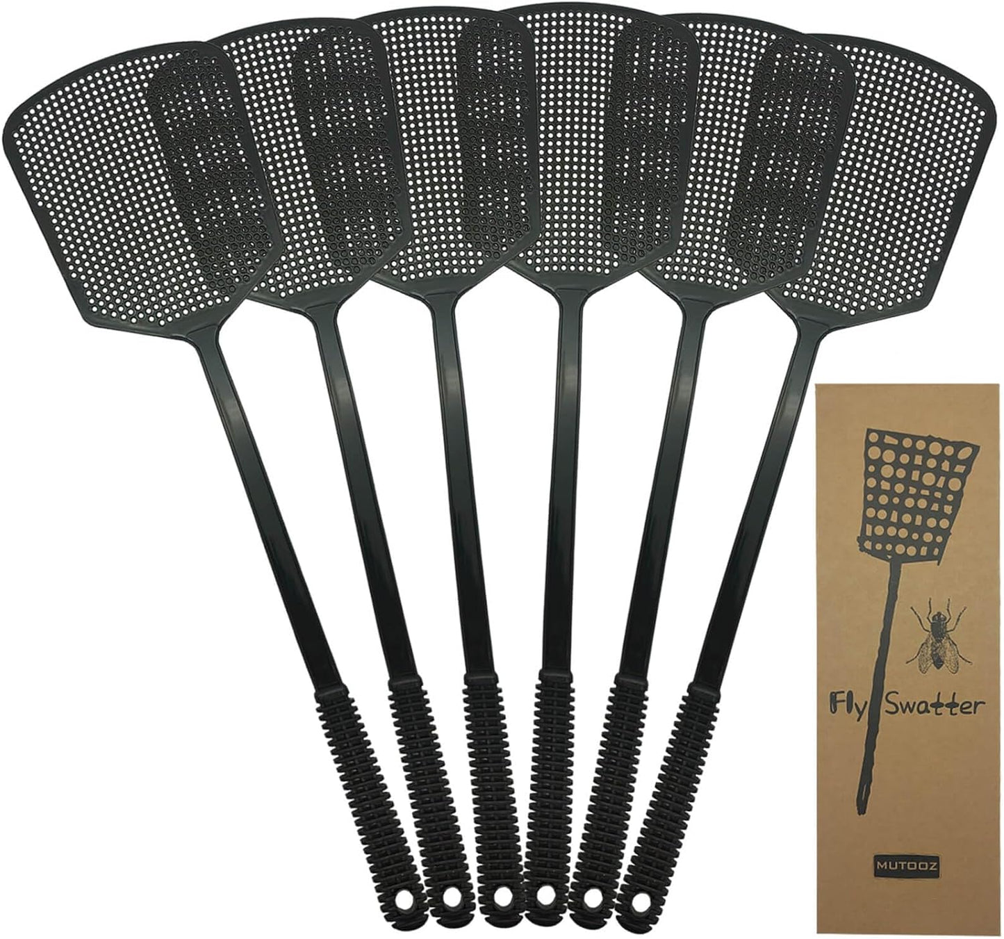 Fly Swatter Multi-pacl Manual, Flexible & Heavy Duty Fly Swatters Thick Handle, Black 3 Pack