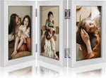 decorUhome Triple 4x6 Picture Frame Vertical, Engineered Wood Trifold Photo Frame with Plexiglass for Tabletop Display, 4x6, Black